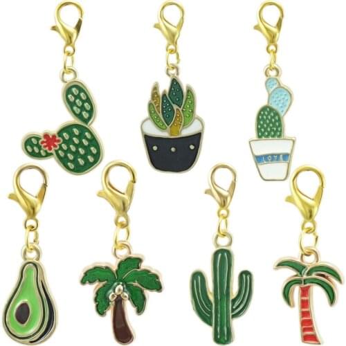 JINGLANG Mixed Alloy Metal Enamel Cactus Charms Fashion Potted Plants Pendants For Bracelet Earrings Jewelry Making Memorial gif