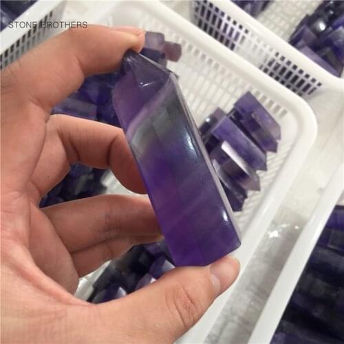 Natural Fluorite Point Crystal Healing Energy Stone Natural Quartz Home Decor Reiki Polished Crafts 50-80mm Stone Carved 1PC