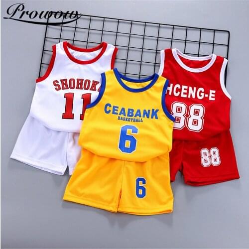 Prowow 2 Pcs Summer Boy Shirt For Kids Jersey Basketball Childrens Clothes Casual Teenager Costume Sport Child Shirt + Pant Set