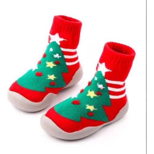 Christmas Gift Baby Shoes Kids Outdoor First Walker Children Soft Rubber Sole Socks Shoes Antislip Boys Girls Floor Socks