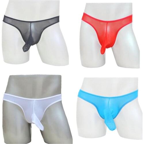 Sexy Mens Mesh Sheer G-string Briefs Thong with Cock Sheath T-Back Underwear Clubwear Erotic Fetish Lingerie Outfit