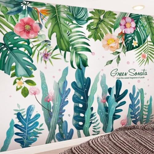 [shijuekongjian] Plant Leaves Wall Stickers DIY Seaweed Wall Decals for Living Room Baby Bedroom Child Nursery House Decoration