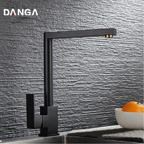 Type 7 Sink Tap Kitchen Faucet 304 Stainless Steel Hot and Cold Mixer Rotatable Black Pure Water Filtration Kitchen Faucet