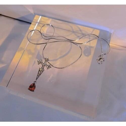 SOHOT Harajuku Zircon Alloy Titanium Steel Pearl Angel Cross Cherry Heart Moon Pendant Clavicle Necklace Female Jewelry Party