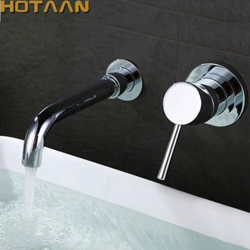 Modern Simple copper chrome circular dark water was charged to a single-piece wall of the hot and cold basin mixer YT-5009