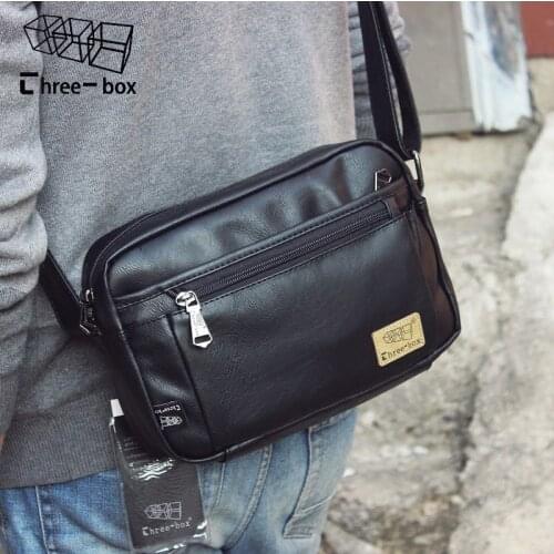 Three Box New Korea Men Messenger Bag Vintage Male Leather Shoulder Bag Brand Business Briefcase Crossbody Bag For Man Handbags