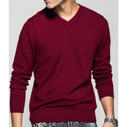 Loose Solid Fit Knitting Clothing 8Color 3Xl V Neck Cotton Sweater Men Long Sleeve Pullovers Outwear Man Sweaters Pullovers Tops