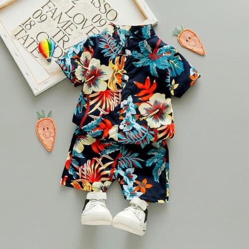 #VW Flowers Floral Printed Tops+Shorts Pants Sets Summer Short Sleeve Casual Beach Set Baby Boys Outfits Set Beachwear ropa