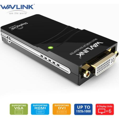 Wavlink USB 2.0 to DVI/VGA/HDMI Video Graphics Display Adapter (HDTV CRT LCD Projector) displaylink Supports Windows 10/8.1/8/7