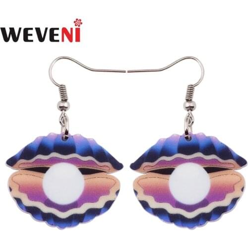 WEVENI Lightweight Unique Drop Dangle Big Shell Print Earrings For Women Gift Trendy Wholesale Ocean Animal Acrylic Jewelry