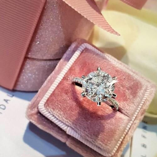 YSDLJG New Fashion Minimalist Rings for Women White Round Crystal CZ Stone Classic Wedding Engagement Ring Luxury Jewelry Gifts