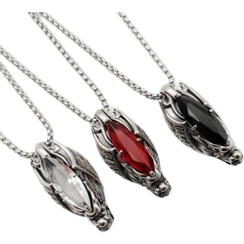 New arrival hanging bat crystal charm necklace vintage gothic style men punk necklace hip hop jewelry women necklace CAGF0211