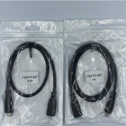 100pcs 0.5M 1M 1.8M Type-C Male to Type C Female Cable USB C 3.1 Connector Cables Extender Extension cable Adapter