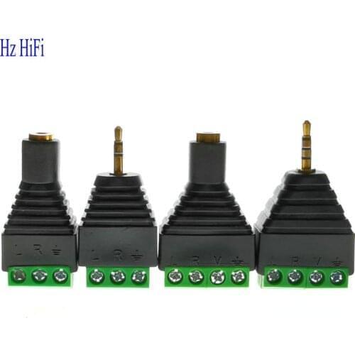 2PCS 2.5 HOT Male Female Video AV Balun 2.5mm 3 4 Pole Stereo Male to AV Screw Terminal Stereo Jack 2.5mm female Terminal Block