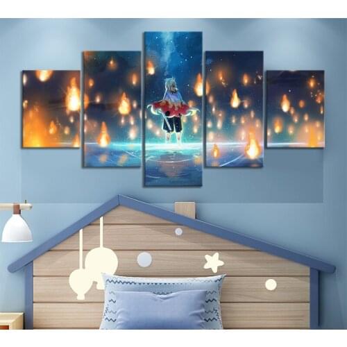 5pcs Demon Slayer Poster Wall Decoration Paintings Rengoku Kyoujurou Kimetsu No Yaiba Anime Poster Canvas Wall Art Paintings