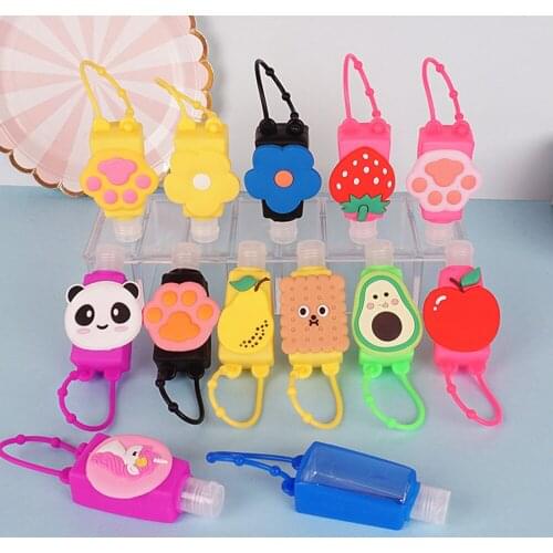 5pcs Fruit Mini Hand Sanitizer Holder Travel Portable Safe Holder Hangable Liquid Soap Dispenser Containers Refill Bottle Kids