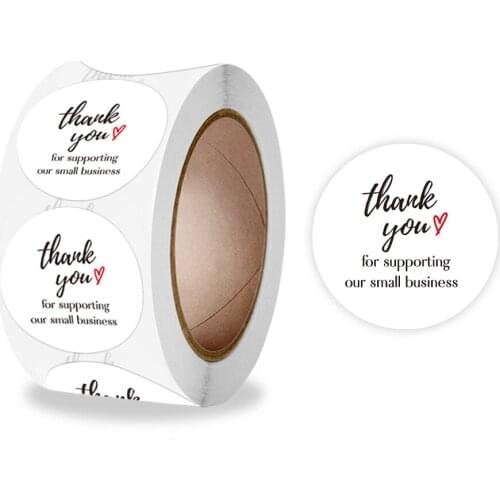 Fashion 1Inch 500Pcs/Roll White Thank You Sticker Labels for Small Business Gift Bags Card Festival Birthday Wedding