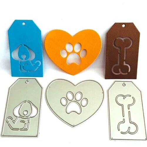 6PCS SET Dog Tag Metal Cutting Die for Craft Dies Stencil Template Scrapbooking Embossing Knife Mould Punch Making Cards Dies