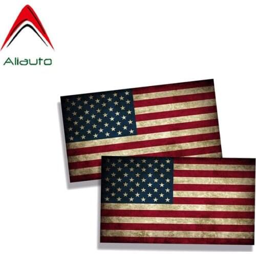Aliauto 2 X Rustic USA American Flag Car Sticker Funny PVC Decal for Chevrolet Peugeot Hyundai Lada Focus,11CM*6CM