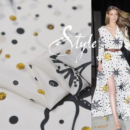 White fashion pure silk crepe de chine silk fabric spots and polka dot print,SCDC1271