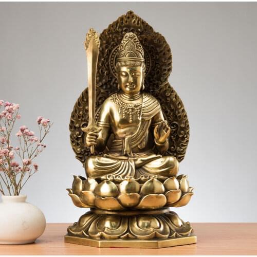 27CM large Bodhisattva Akashagarbha buddha # Home family Lobby hall Temple Effective protection FENG SHUI brass buddha statue