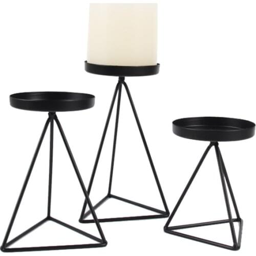 Nordic Style Wrought Iron Geometric Candle Holder Triangle Candlestick Rack Desktop Home Decoration Drop Ship