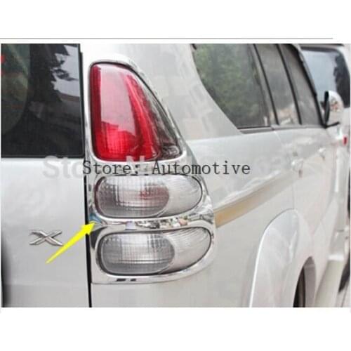 For Toyota Prado FJ120 2003 2004 2005 2006 2007 2008 2009 Chrome Rear Tail Light Lamp Cover Trim 2PCS