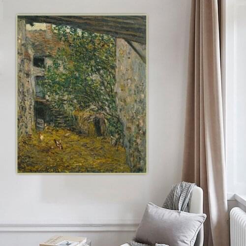 Canvas Oil Painting Claude Monet"Farmyard, 1878"Wall Aesthetic Western Art Decor Poster Home Living Room Interior Decoration