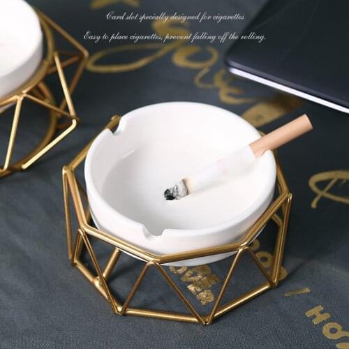 2021 New Arrivals Ceramic Ashtray Hollow Out Detachable Modern Geometric Hollow Ashtray Ash Tray Desktop Decor For Home Office