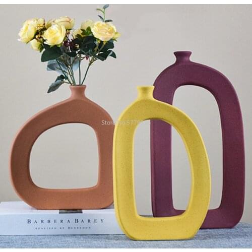 Nordic Minimalist Ceramic Vase Modern Hit Color Geometric Home Decoration Vase Furnishing Articles Home Living Room Decor Vase