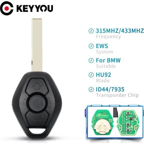 KEYYOU Car Remote Key For BMW EWS Sytem E38 E39 E46 X3 X5 Z3 Z4 1/3/5/7 Series 315/433MHz ID44 Chip Keyless Entry Transmitter