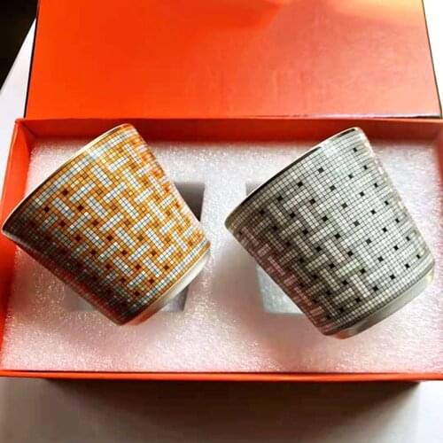 2 Pcs Golden Bone China Coffee mug High Grade Bone China Afternoon Tea Cups Ceramic Mug for Coffee Gift Box JY3326
