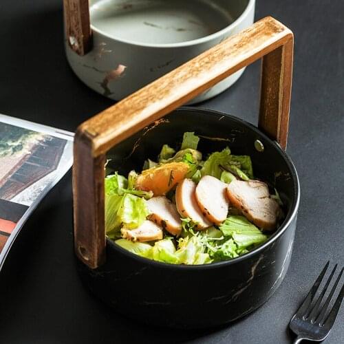 Creative dishes tableware features homely carrying baskets home salad bowl cool round bowl bowls ceramic ceramic bowl