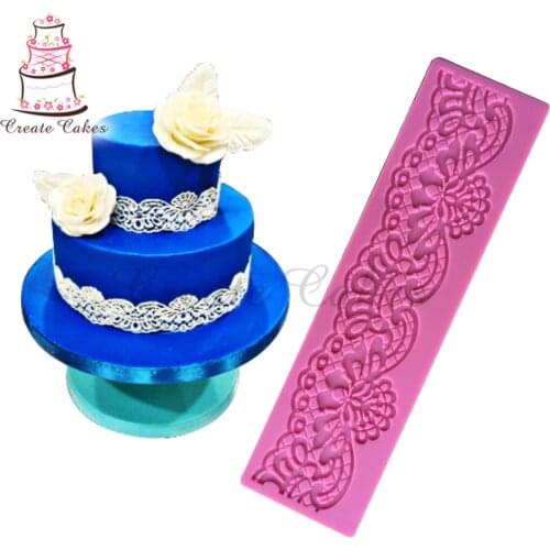 Flower Shape Lace Mat Border Decoration Lace Mold Silicone Sugar Lace Pad Fondant Cake Decorating Tools Baking Tools