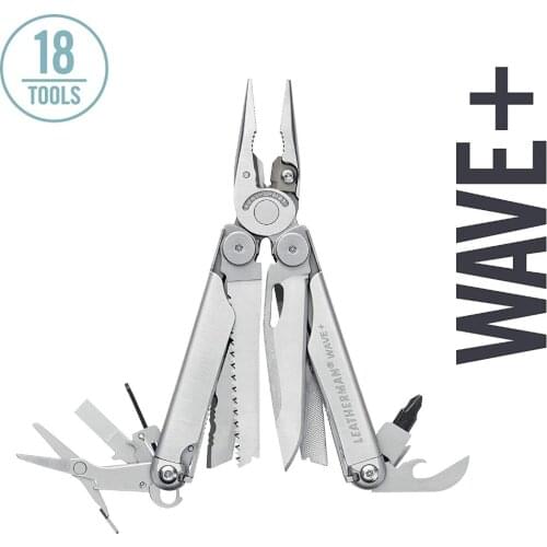 LEATHERMAN - Wave Plus Multitool with Premium Replaceable Wire Cutters and Spring-Action Scissors, Stainless Steel