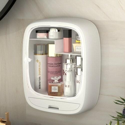 Multi Function Storage Box Punch-free Wall-mounted Makeup Organizers with Drawer Large Capacity Bathroom Cosmetic Storage Box
