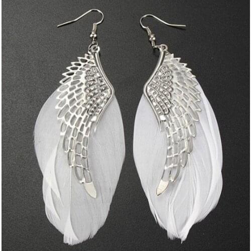 Fashion Women Earrings Angel Feather Dangle Long Eardrop Hook Earrings Jewelry Gift Womans accesories Earrings Eardrop Earrings