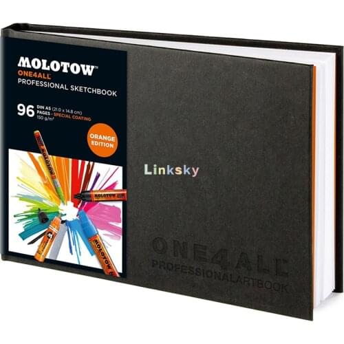 Molotow ONE4ALL ARTBOOK PROFES A4/A5 Pink Attached Paper and Black Bookmark Ribbon,AQUA Pad Marker Paper,Art Supplies