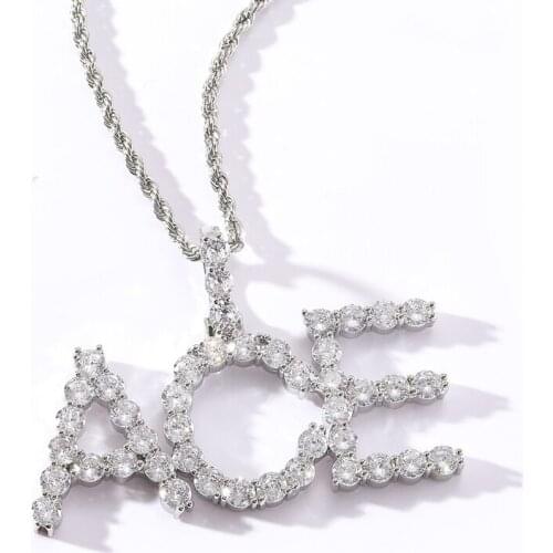 Cheap Iced Out Name Necklace Personalized Custom Gold Silver Big CZ Stones DIY Initial Pendant Jewelry Women Crystal Necklaces