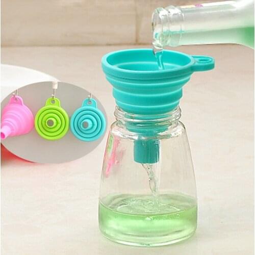 High Quality 1pc New Mini Silicone Gel Foldable Collapsible Style Funnel Hopper Kitchen Cooking Tools