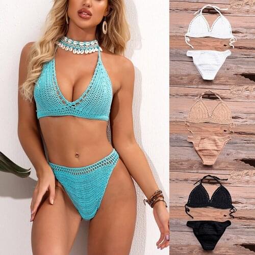 New попular Womens Sexy Beachwear Bikini Set Hot Sport Swimwear Push-Up Padded Swimsuit Exquisite Bather Female Halter Suit