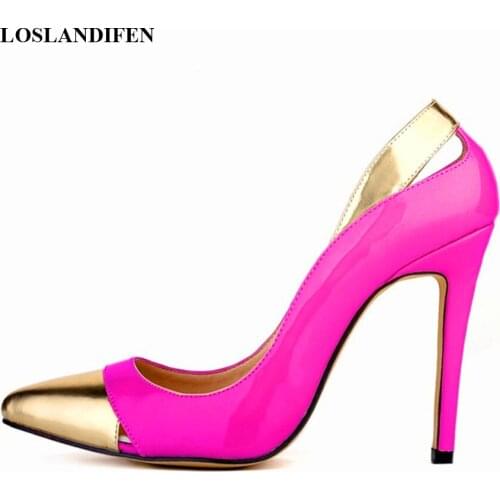 Star Style Party Shoes! New Arrival Fashion Mixed Colors Patent Leather Shallow Women Pumps Sexy Pointed Toe High Heels Shoes