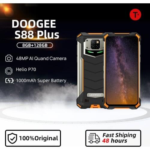DOOGEE S88 Plus Rugged Phone 48MP Main Camera 8GB RAM 128GB ROM Smartphone Helio P70 Octa Core Global Version NFC