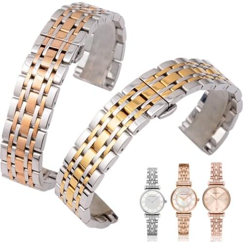 Stainless Steel watch Strap Men Women Fashion watchbands 2019 For arman AR1676 Metal Watch Bracelets 14MM 16MM 18MM 20MM 22MM