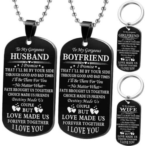 Necklaces Dog Tags Dad\mom To Son\daugthter Pendant Necklace Metal Military Dog Tag Engraving Steel Gift