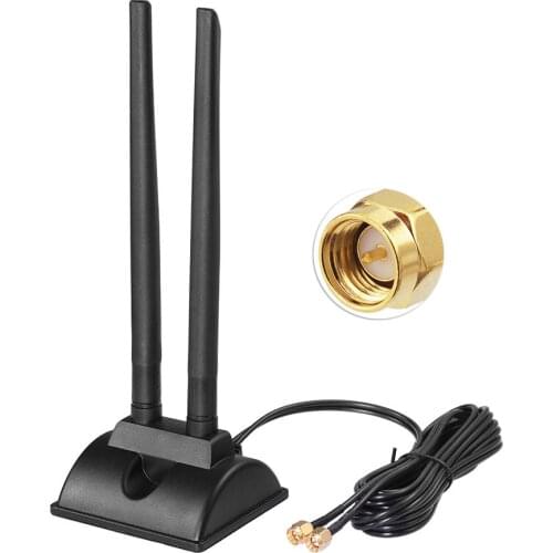 Superbat 700-960/1710-2700MHz Magnetic Base 4G LTE Cellular Dual Antenna with Extension Cable 6.56Ft SMA Plug Connector