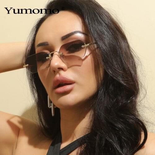2021 Oval Rimless Sunglasses For Women Fashion Brand Designer Frameless Sun Glasses Candy Color Lens Eyewear UV400 Ladies Shades
