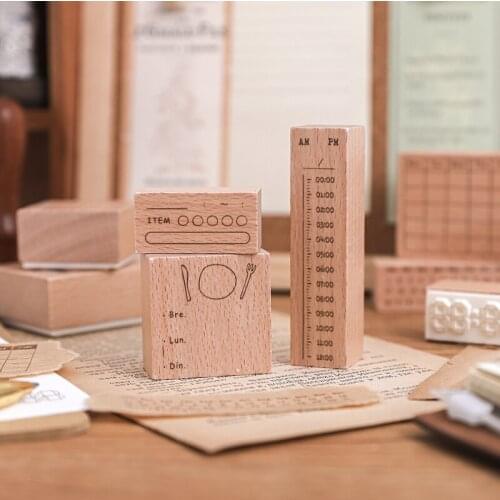 Vintage Month Week Memo List Stamp DIY Wooden Rubber Stamps For Scrapbooking Stationery Scrapbooking Standard Stamp