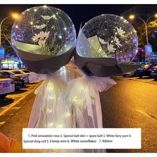 Luminous Bobo Led Balloon With Sticks Birthday Party Supplies Clear LED Light BoBo Ballon