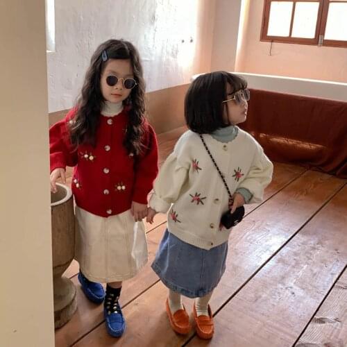 Girls Sweater Babys Coat Outwear 2021 Green Thicken Warm Winter Autumn Knitting Casual Cardigan Top Cotton Childrens Clothing